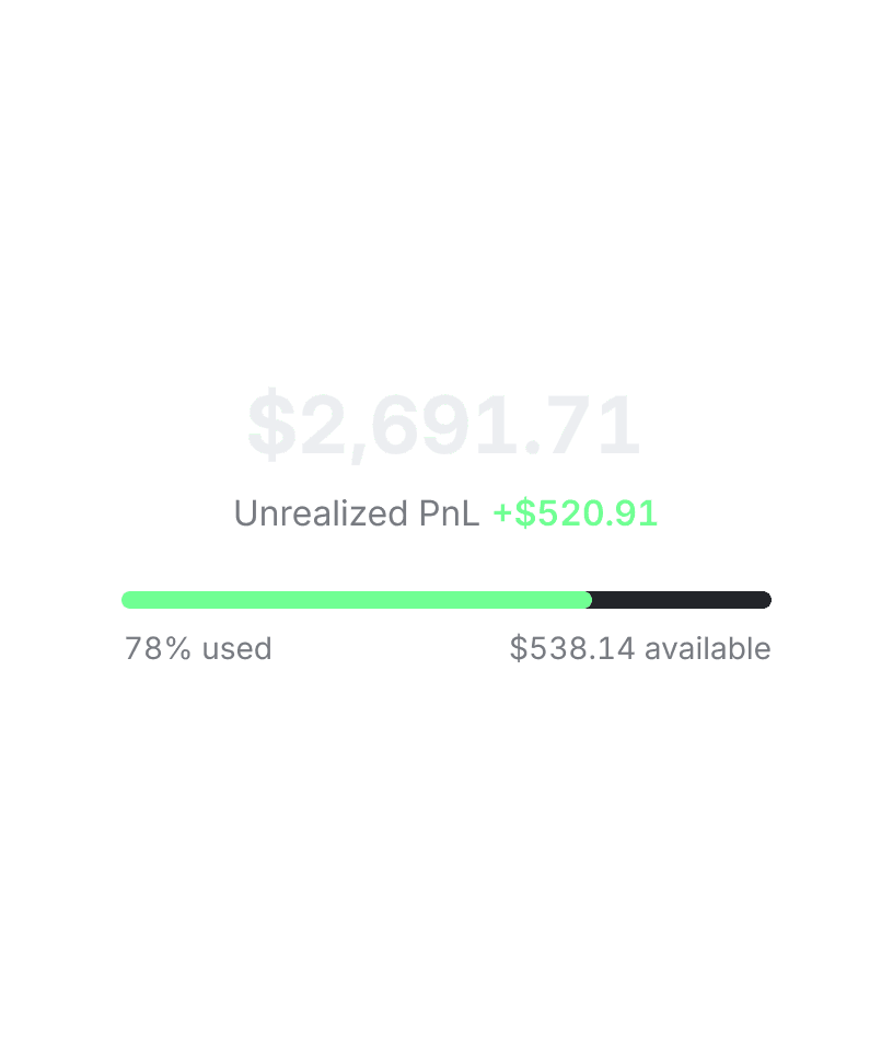 See your _PnL and margin_ utilisation at a glance