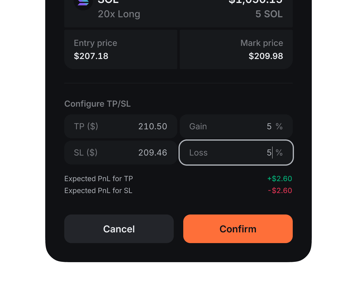 See _expected PnL_ when setting TP/SL