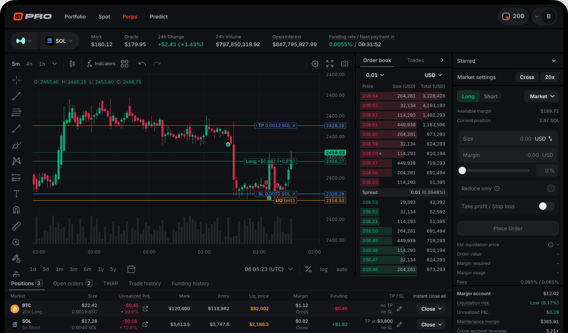 Infinex Pro on desktop